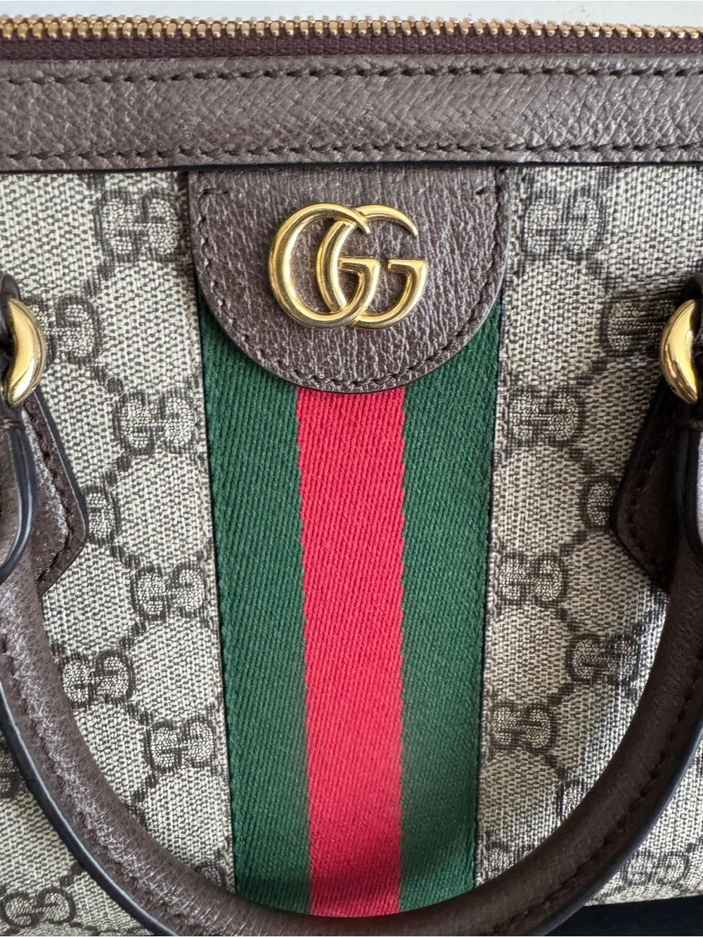 Gucci Ophidia GG Supreme Medium Top Handle Boston Bag